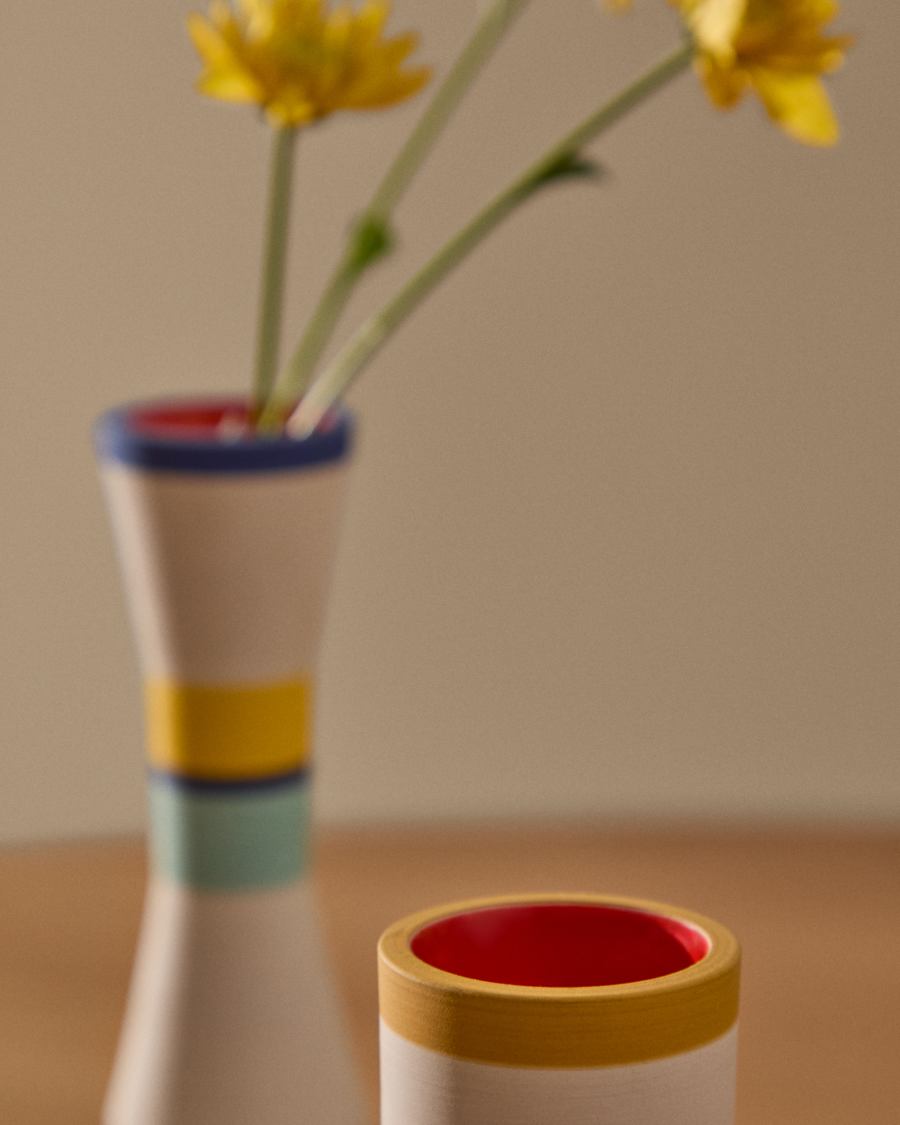 Set of 2 Elumi multicoloured ceramic vases 24,5 cm