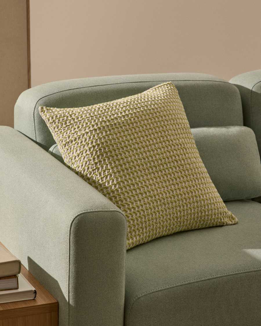 Lunira cushion cover with green waffle structure fabric 50 x 50cm