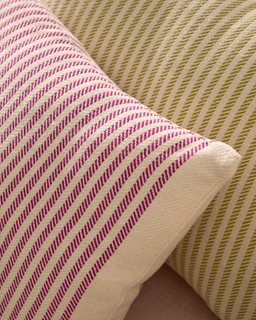 Lioris pink striped cotton cushion cover 60 x 40cm