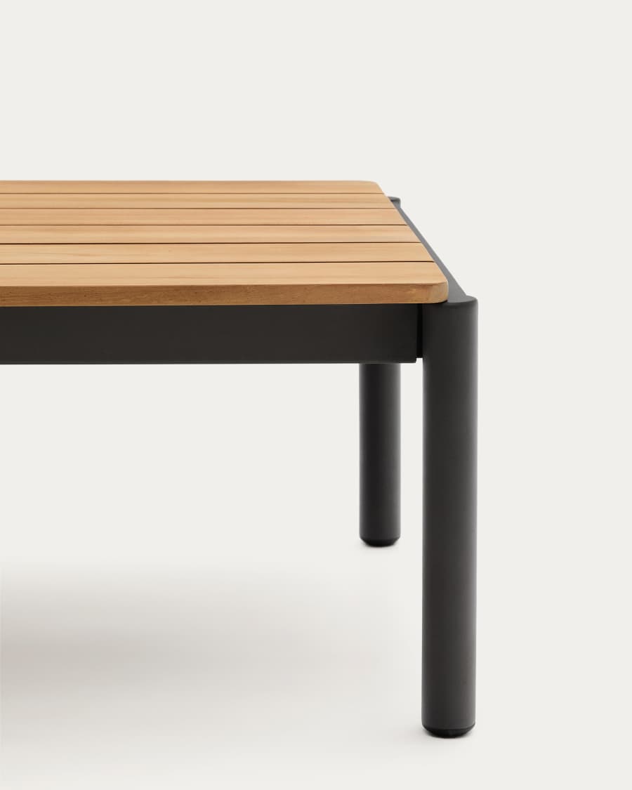 Couchtisch Sorells aus grauem Aluminium und Teakholz 63 x 144,6 cm FSC 100%