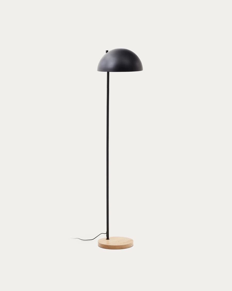 Catlar ash wood and metal floor lamp in a black painted finish Australia adaptor
