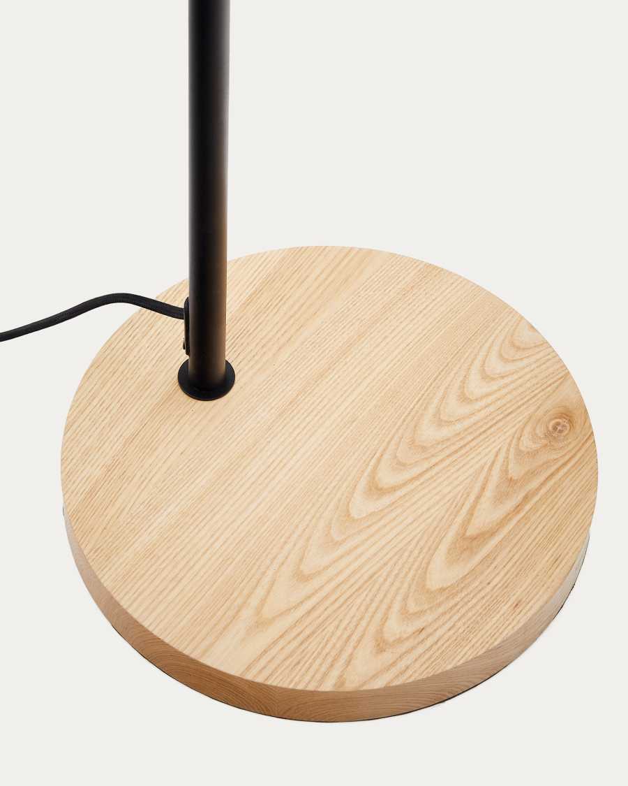 Catlar ash wood and metal floor lamp in a black painted finish Australia adaptor