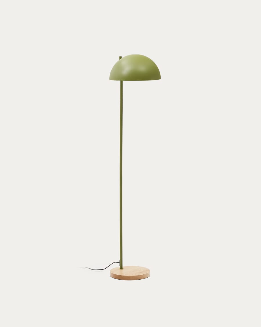 Catlar ash wood and metal floor lamp in a green painted finish Australia adaptor