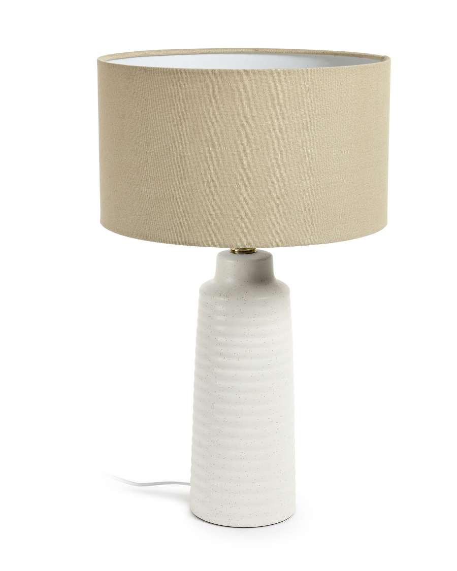 Mijal ceramic table lamp with a white finish Australia adaptor