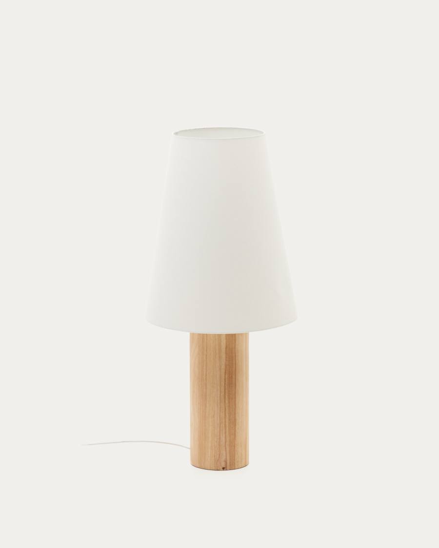 Marga floor lamp in solid wood with natural finish Australia adaptor