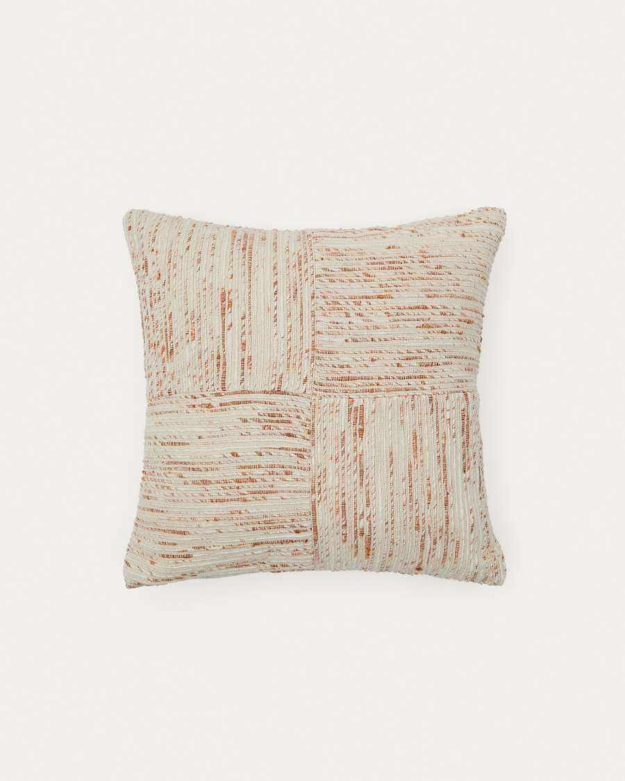 Anuba beige and red checked jacquard cushion cover 45 x 45cm