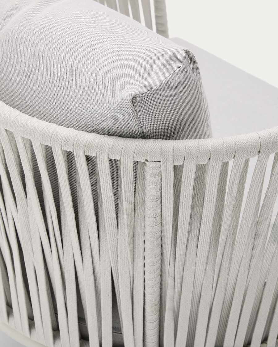 Saconca outdoor armchair in rope cord and grey galvanised steel