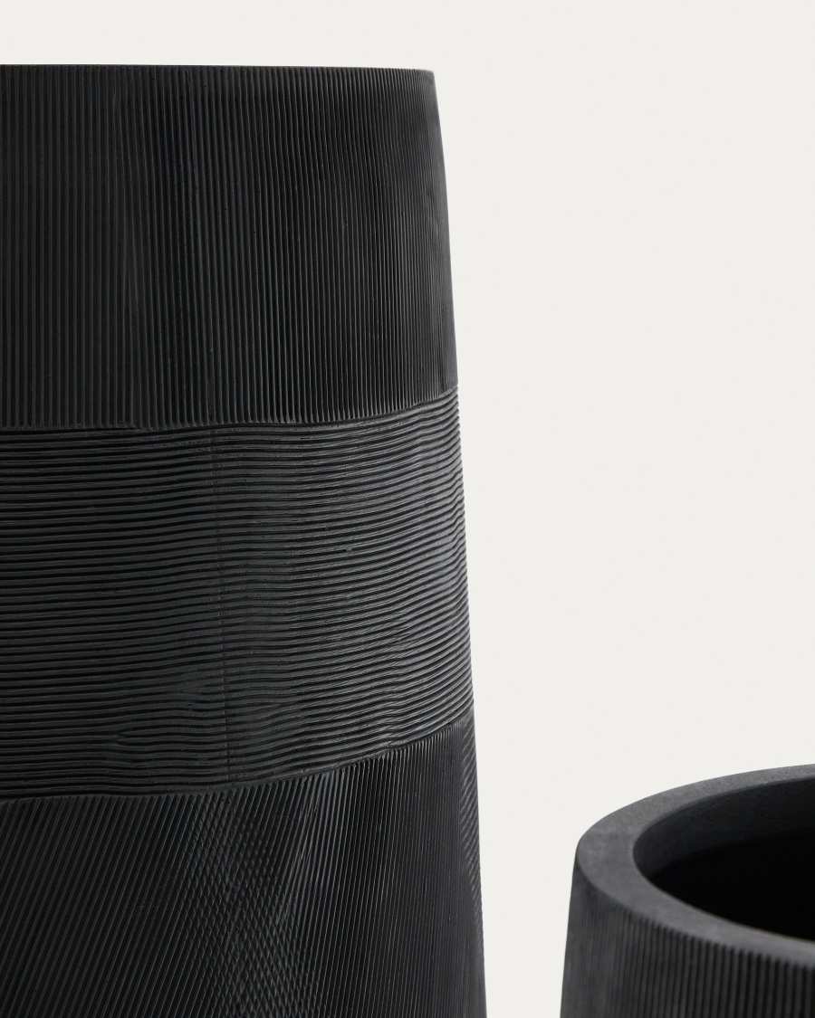 Set of 2 Tival black cement-effect planters Ø 45 cm / Ø 32 cm
