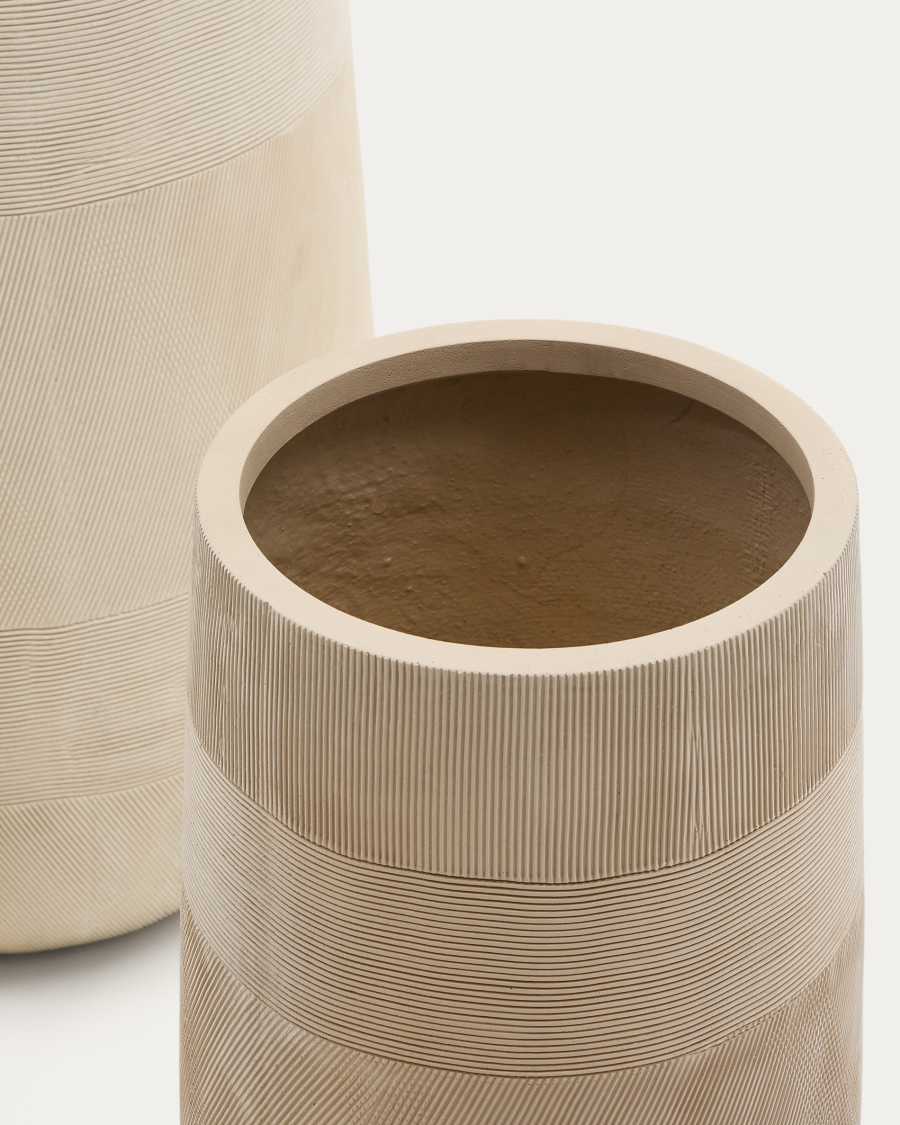 Tival beige cement-effect planter Ø 45 cm / Ø 32 cm