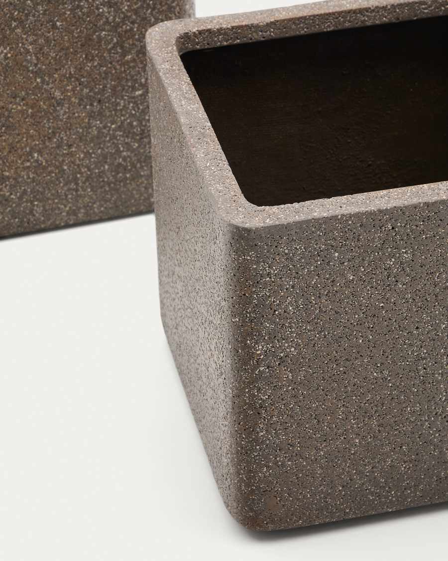 Set aus 2 Blumentöpfen Minoa in Steinoptik braun 44 x 44 cm