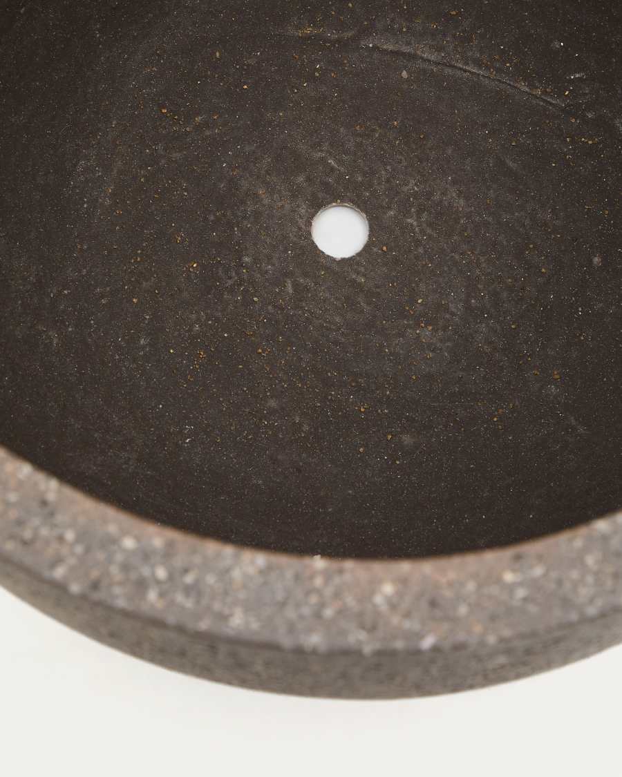 Set of 2 Selvi planters with dark brown stone effect Ø 37cm