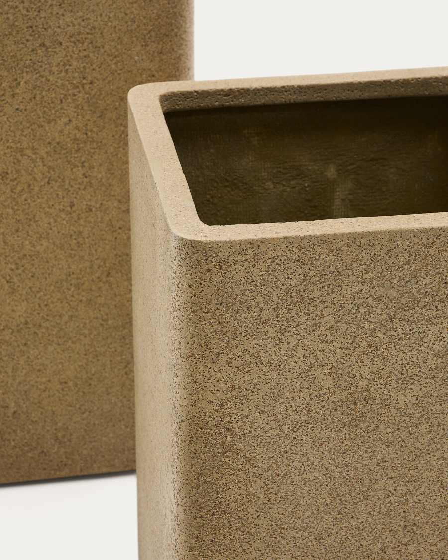 Set of 2 Minoa tall planters with mustard stone effect 44 x 44 cm