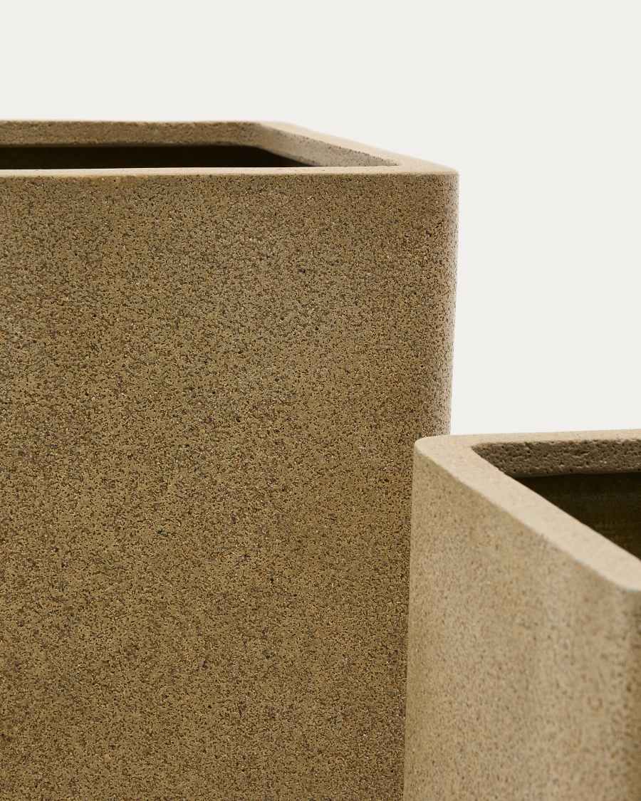 Set of 2 Minoa tall planters with mustard stone effect 44 x 44 cm
