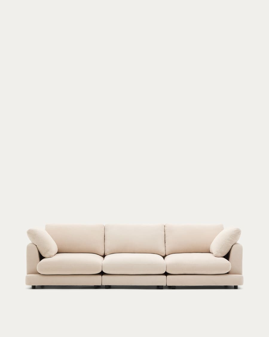 Gala 4-seater beige chenille sofa FSC Mix Credit 300cm