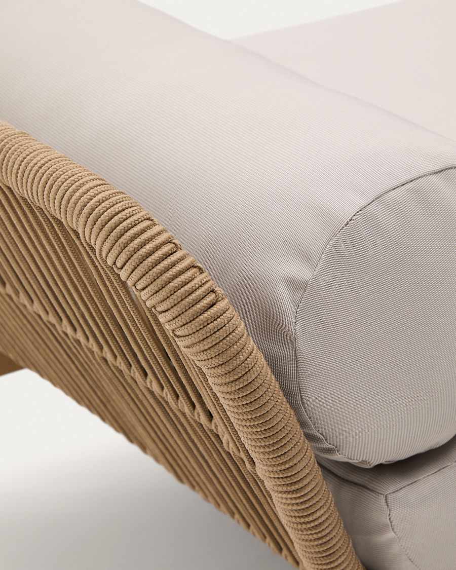 Catalina sun lounger, in beige cord and solid FSC 100% acacia wood