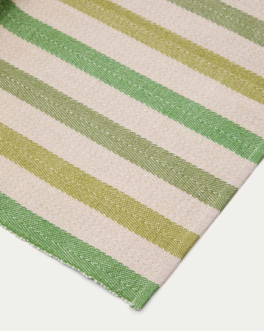 Tischläufer Vareli aus grün gestreifter Baumwolle 150 x 50 cm