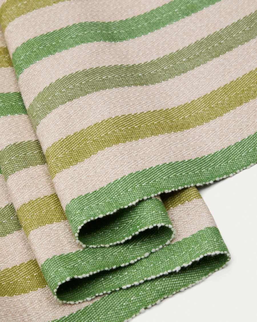 Tischläufer Vareli aus grün gestreifter Baumwolle 150 x 50 cm