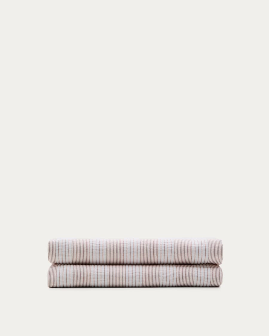 Macie orange and beige striped 100% cotton bedspread for 90/135cm bed
