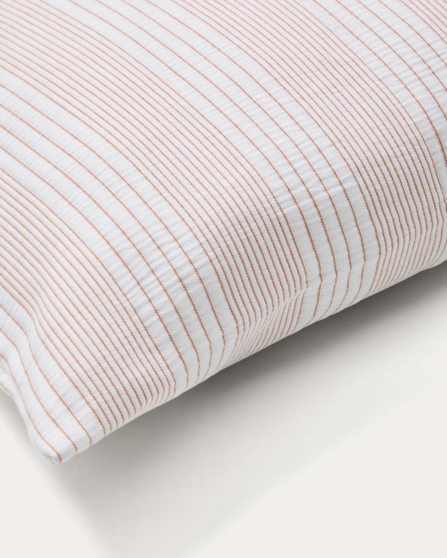 Macie set of 2 red and beige striped 100% cotton cushion covers 50 x 50cm