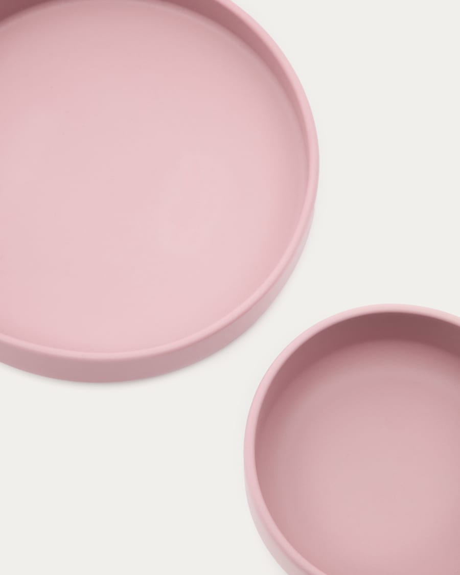 Lili plate and bowl set in pink silicone