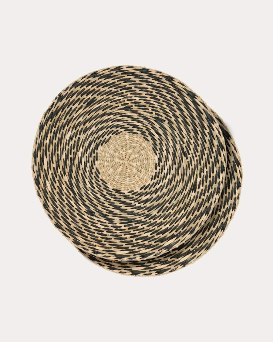 Conjunt Zerim de 2 estovalles individuals de seagrass negre Ø38 cm