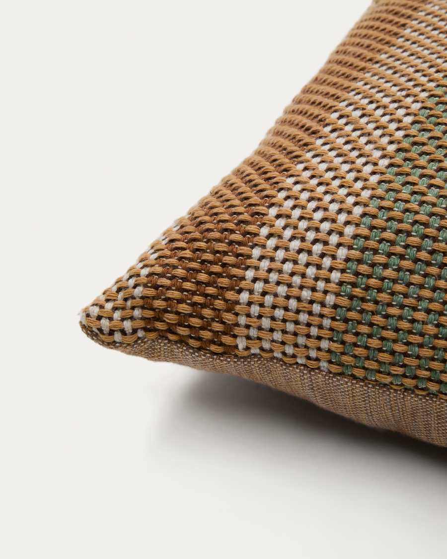 Kussensloop Lunet 100% PET met beige en groene strepen 45 x 45 cm