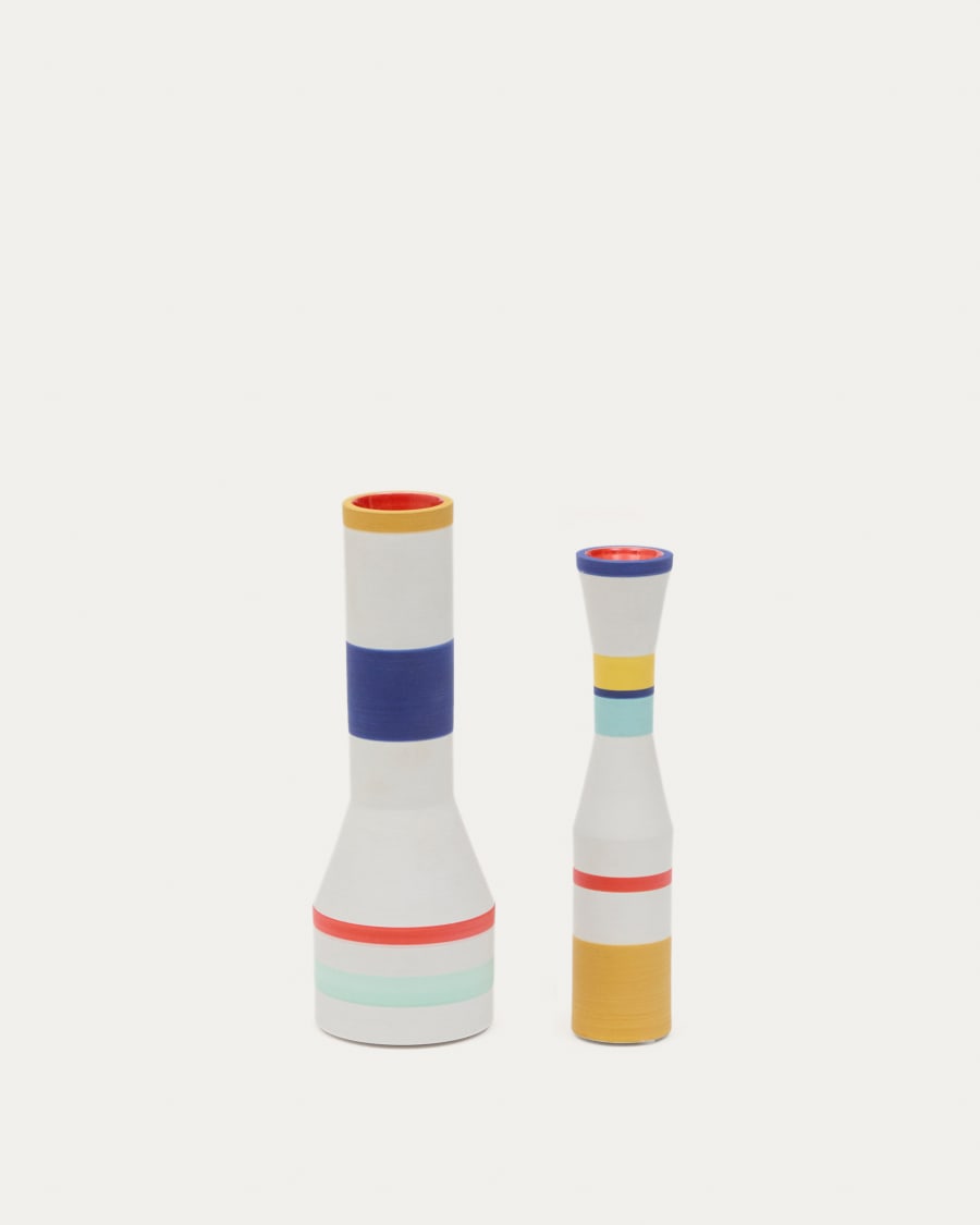 Set of 2 Elumi multicoloured ceramic vases 24,5 cm