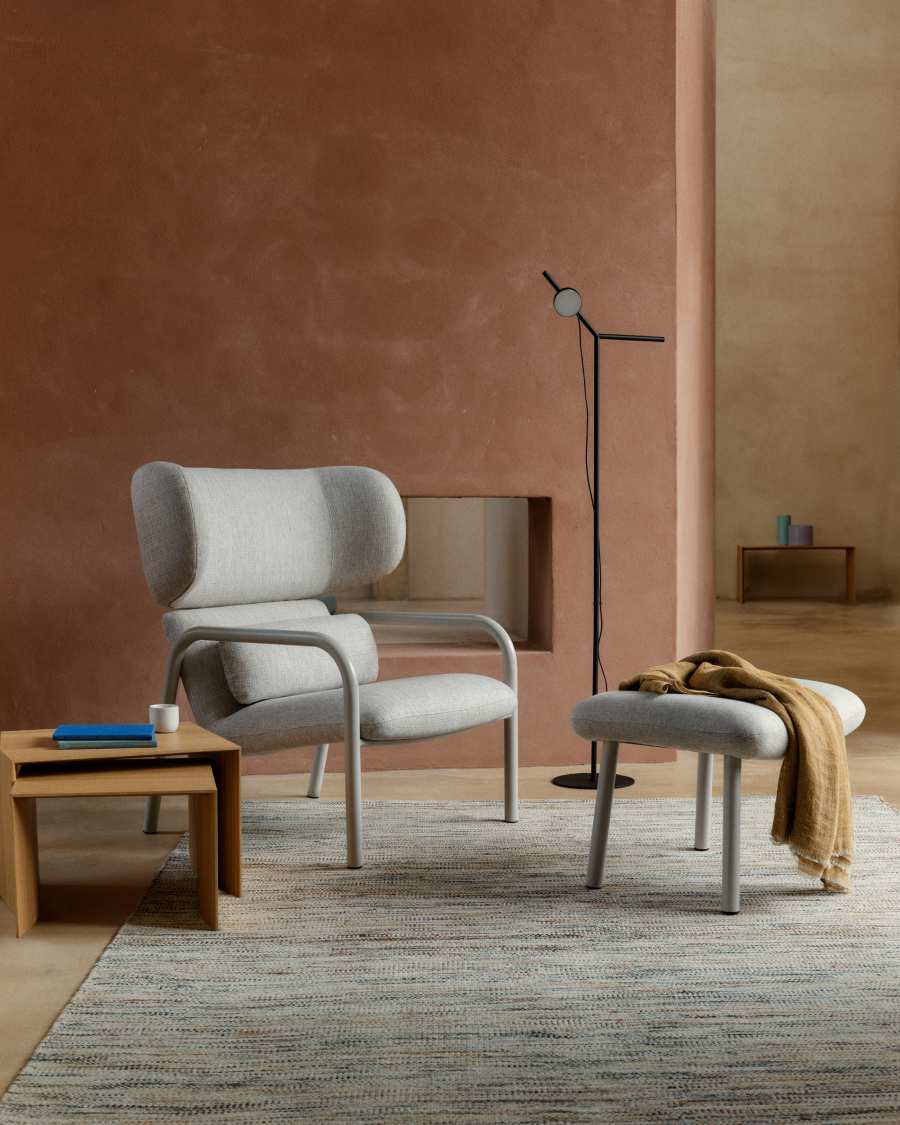 Inari armchair in beige and steel with beige painted finish FSC Mix Credit