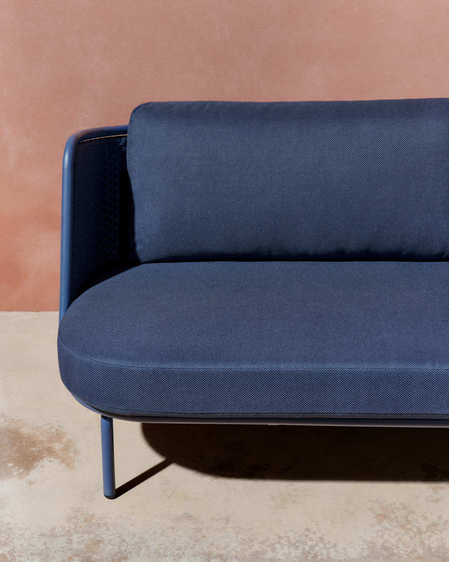 3-Sitzer Outdoor-Sofa Sedalis aus Aluminium und blauem Seil 210 cm