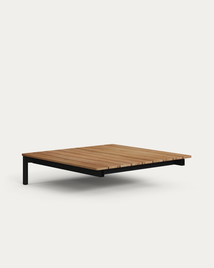 Corner table for Sorells sofa in gray aluminum and teak wood 95 x 95 cm FSC 100%