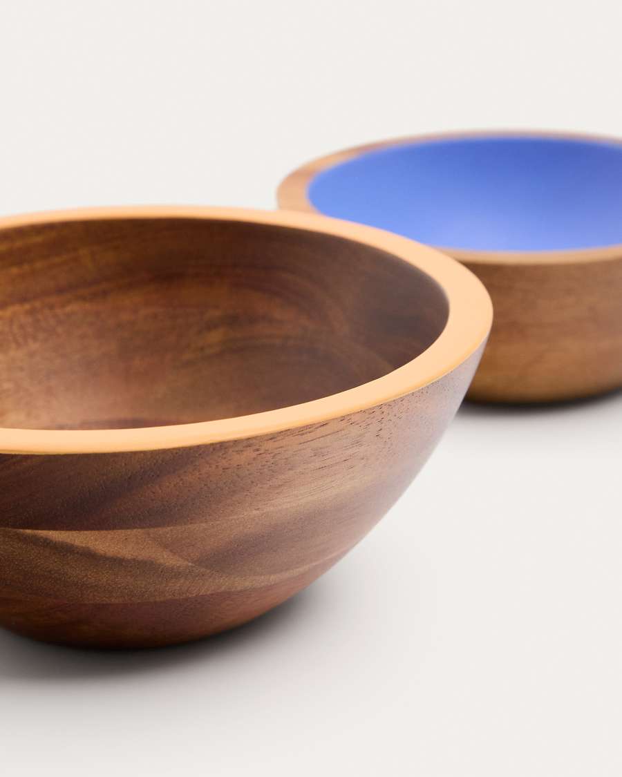 Zairin set of 2 multicoloured FSC 100% acacia wood bowls