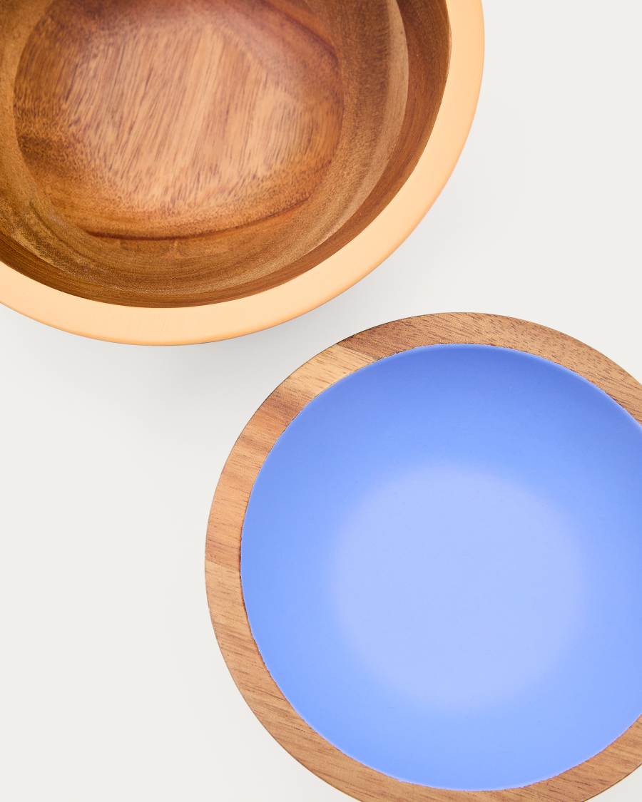 Zairin set of 2 multicoloured FSC 100% acacia wood bowls