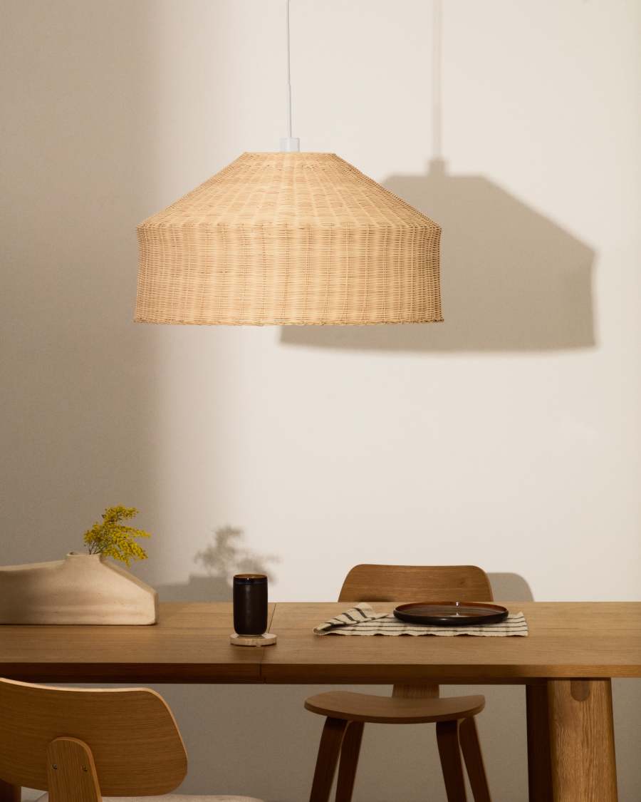 Ennia rattan lamp shade with light finish Ø65cm