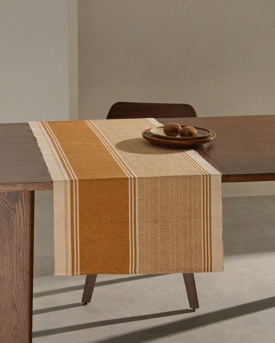 Zeyra mustard jute and cotton table runner 150 x 50cm