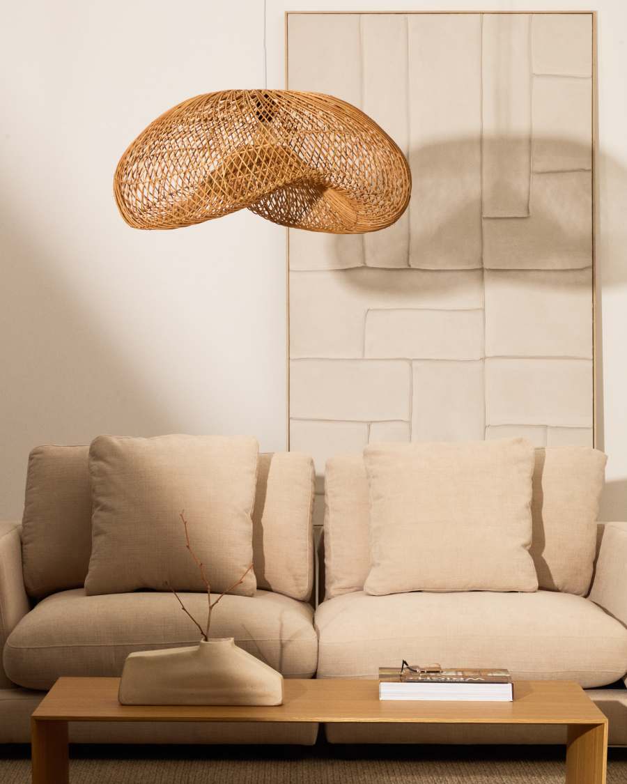 Lampenschirm für Deckenleuchte Isora aus Rattan mit Finish in natürlichem Farbton 80 x 35 cm