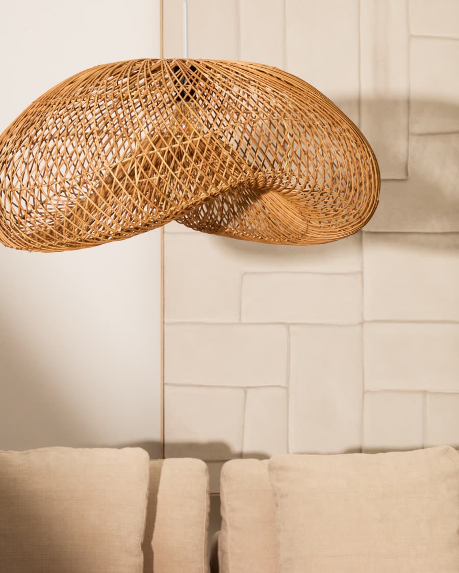 Lampenschirm für Deckenleuchte Isora aus Rattan mit Finish in natürlichem Farbton 80 x 35 cm