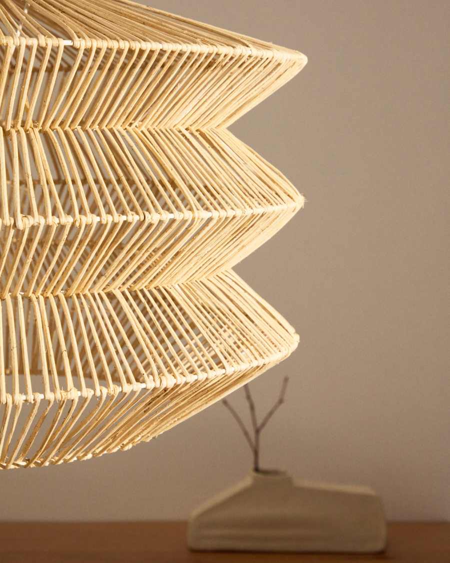 Lampenschirm für Deckenleuchte Dakit aus Naturfaser mit aufgehelltem Finish 60 x 39 cm