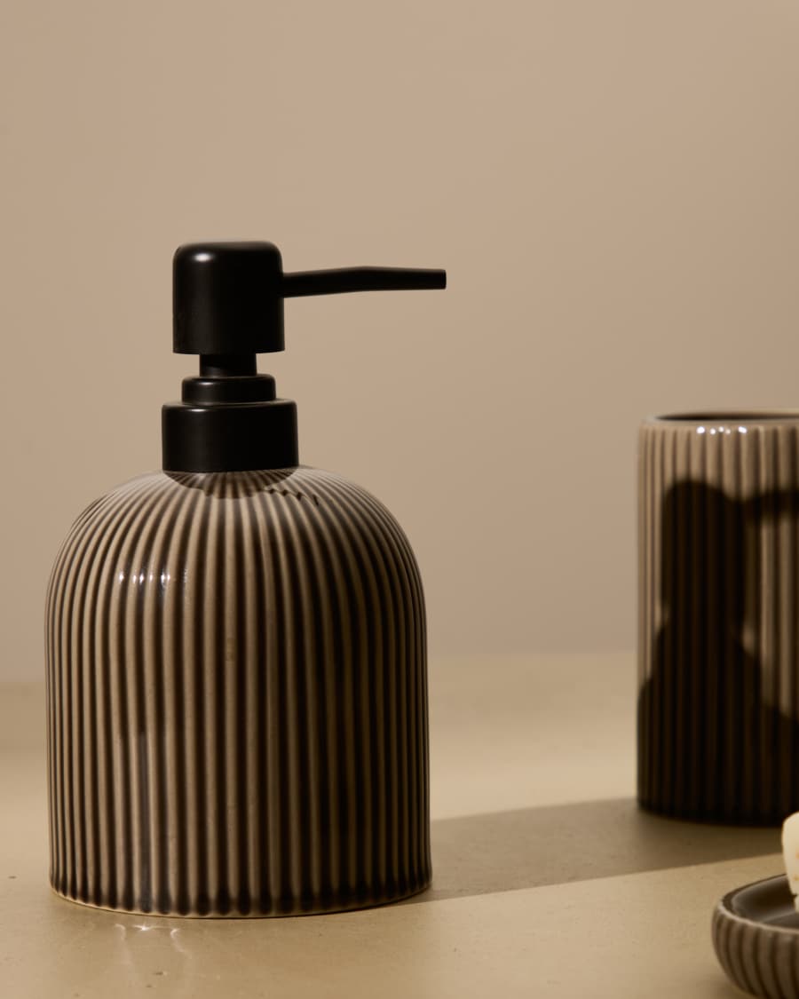 Selime brown stoneware soap dispenser