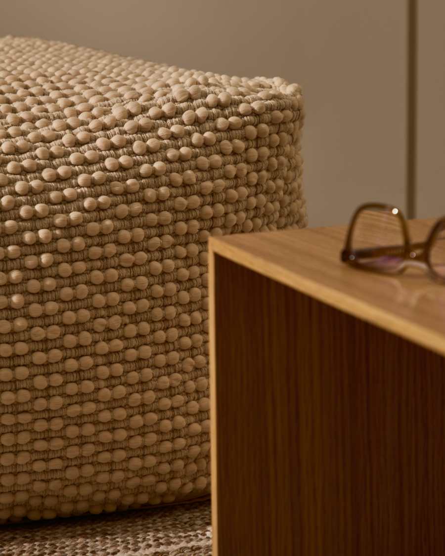 Mascarell pouffe, cotton and polyester in white, 60 x 60 cm