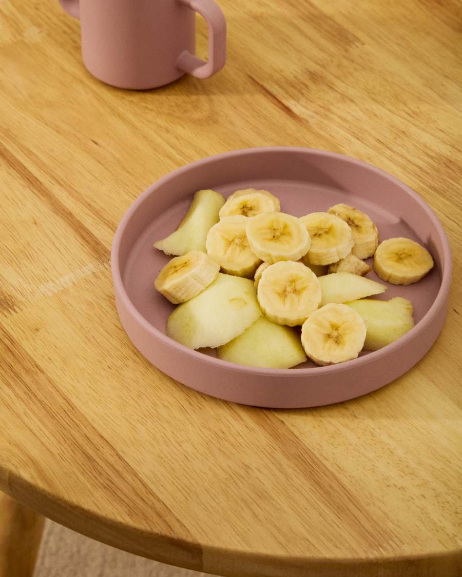 Lili plate and bowl set in pink silicone