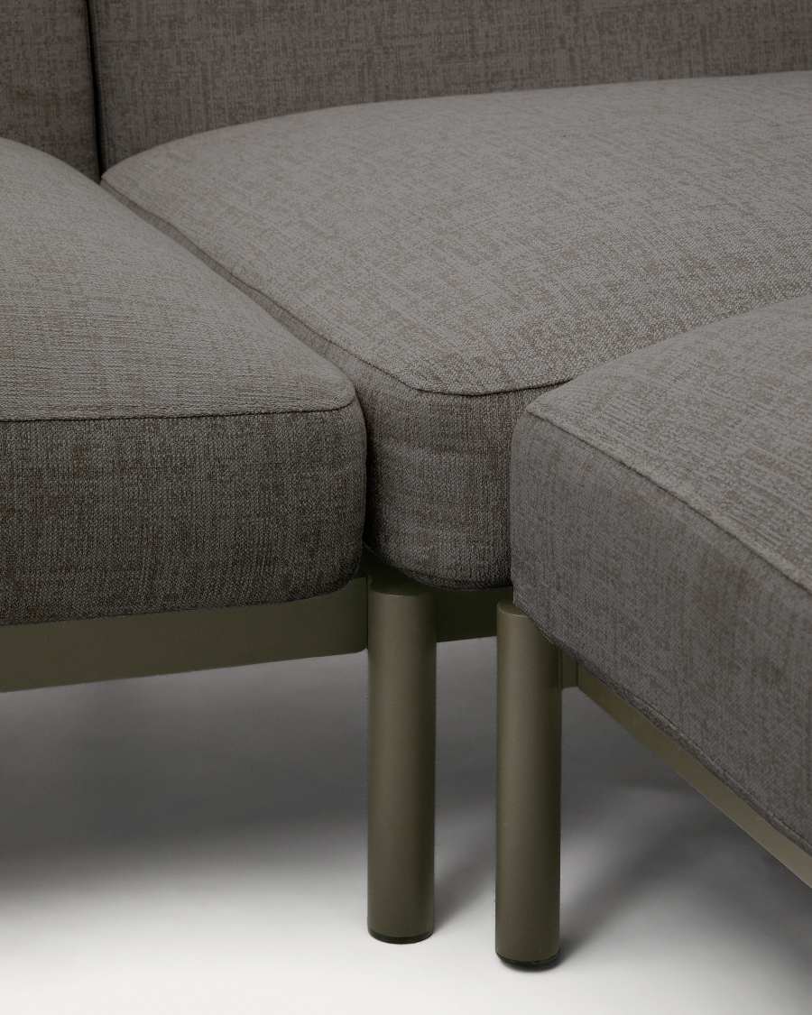 Sorells outdoor modular 5-seater corner sofa with grey upholstery and green aluminium 276 x 191.5cm