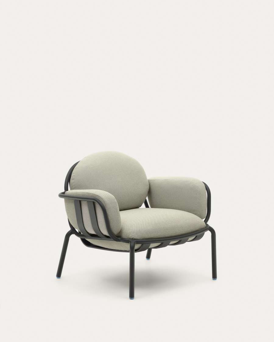 Joncols outdoor armchair with beige upholstery and aluminium with grey painted finish