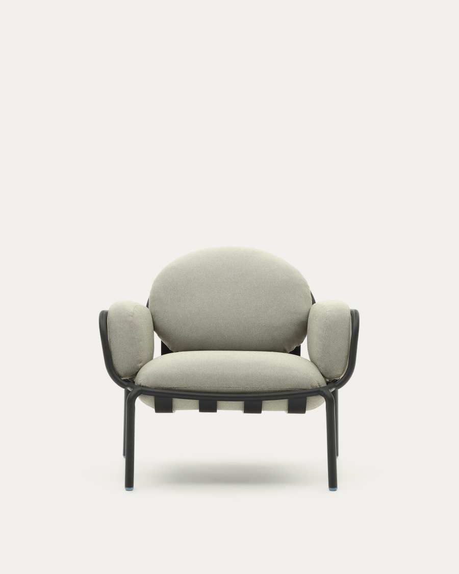 Joncols outdoor armchair with beige upholstery and aluminium with grey painted finish