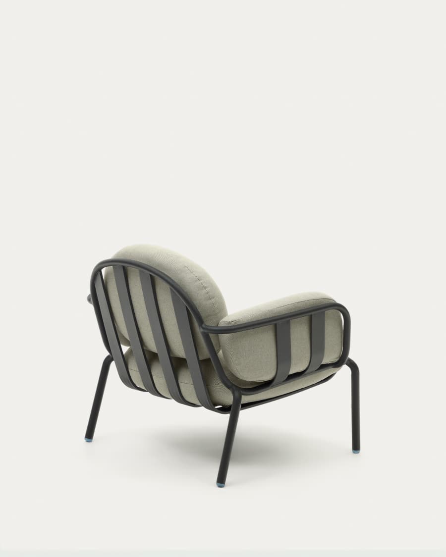Joncols outdoor armchair with beige upholstery and aluminium with grey painted finish
