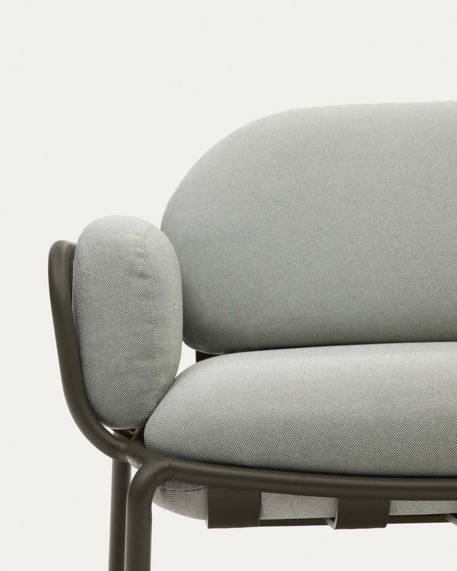 Joncols outdoor 2-seater sofa with grey upholstery and aluminium with green painted finish 164cm