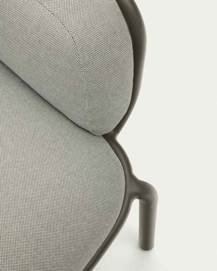 Joncols outdoor 2-seater sofa with grey upholstery and aluminium with green painted finish 164cm