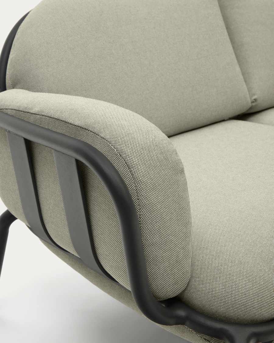 Joncols outdoor 2-seater sofa with beige upholstery and aluminium with grey painted finish 164cm