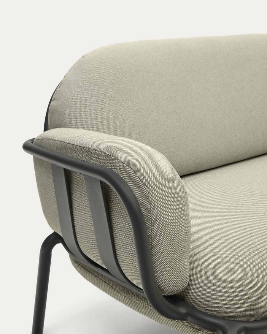 Joncols outdoor 3-seater sofa with beige upholstery and aluminium with grey painted finish 225cm