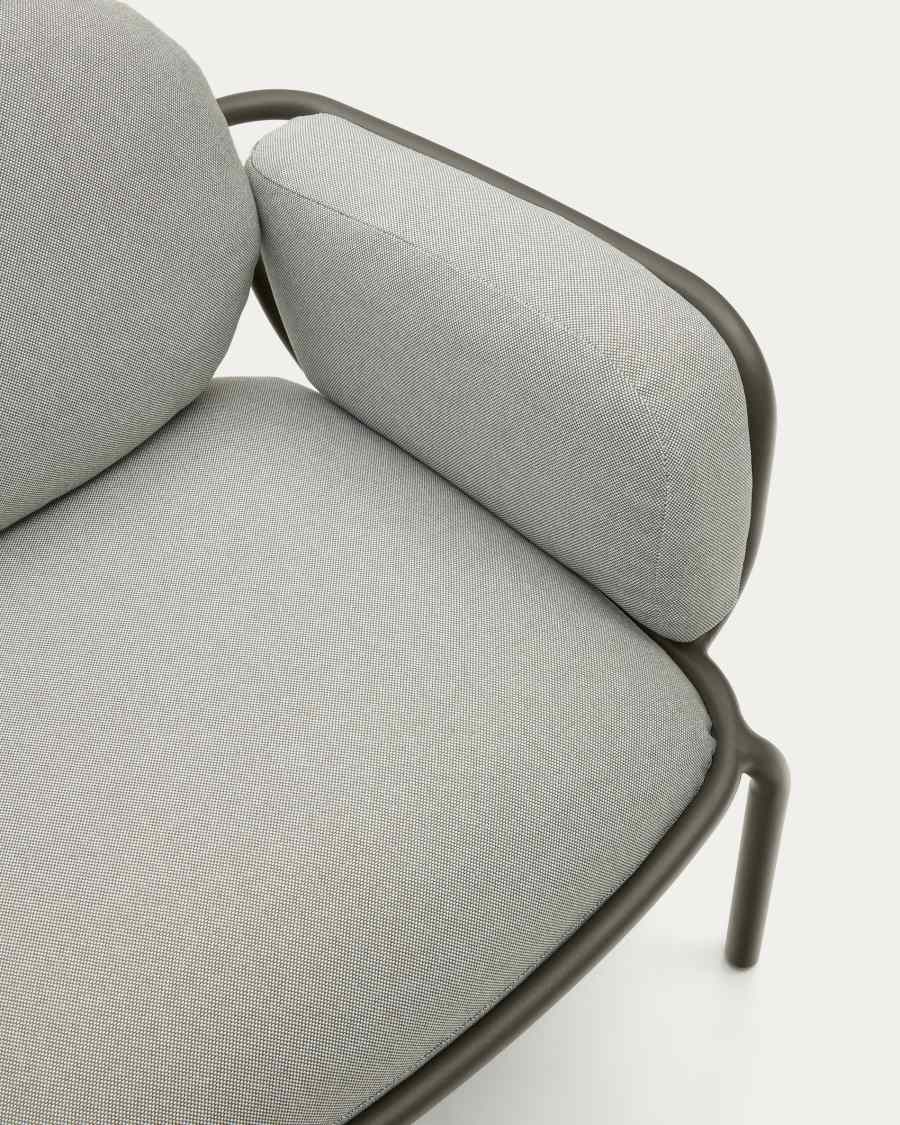 Poltrona da esterno Joncols con rivestimento grigio con struttura in alluminio e finitura verde