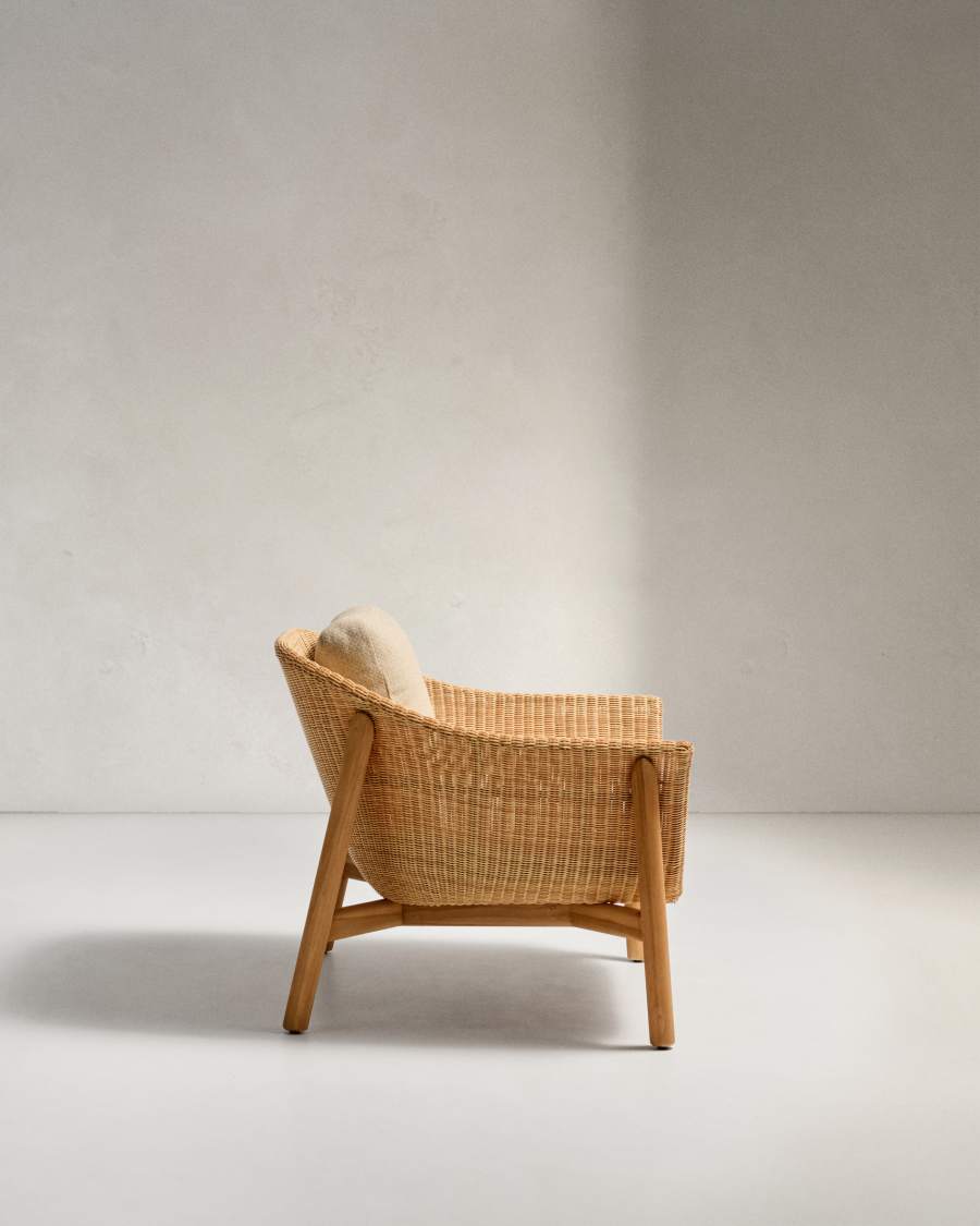 Galea armchair in FSC 100% solid teak wood and synthetic rattan